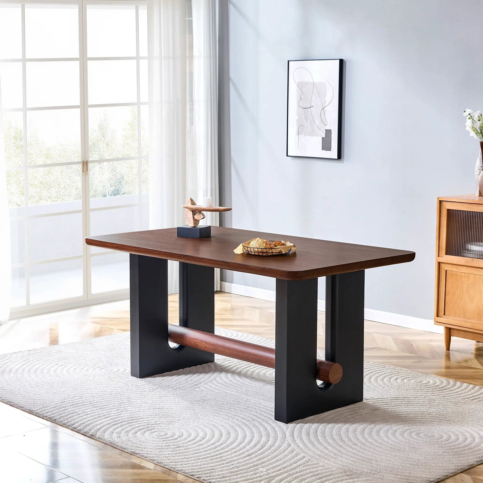 Compact Dining Table - Walnut / Black by HouseOfZazla