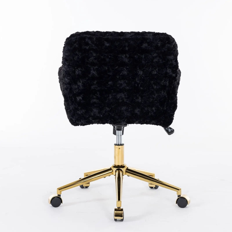 Office Chair, Artificial Rabbit Hair Home Office Chair With Metal Base, Adjustable Desk Chair Swivel Office Chair, Vanity Chair by Unique Piece Furniture