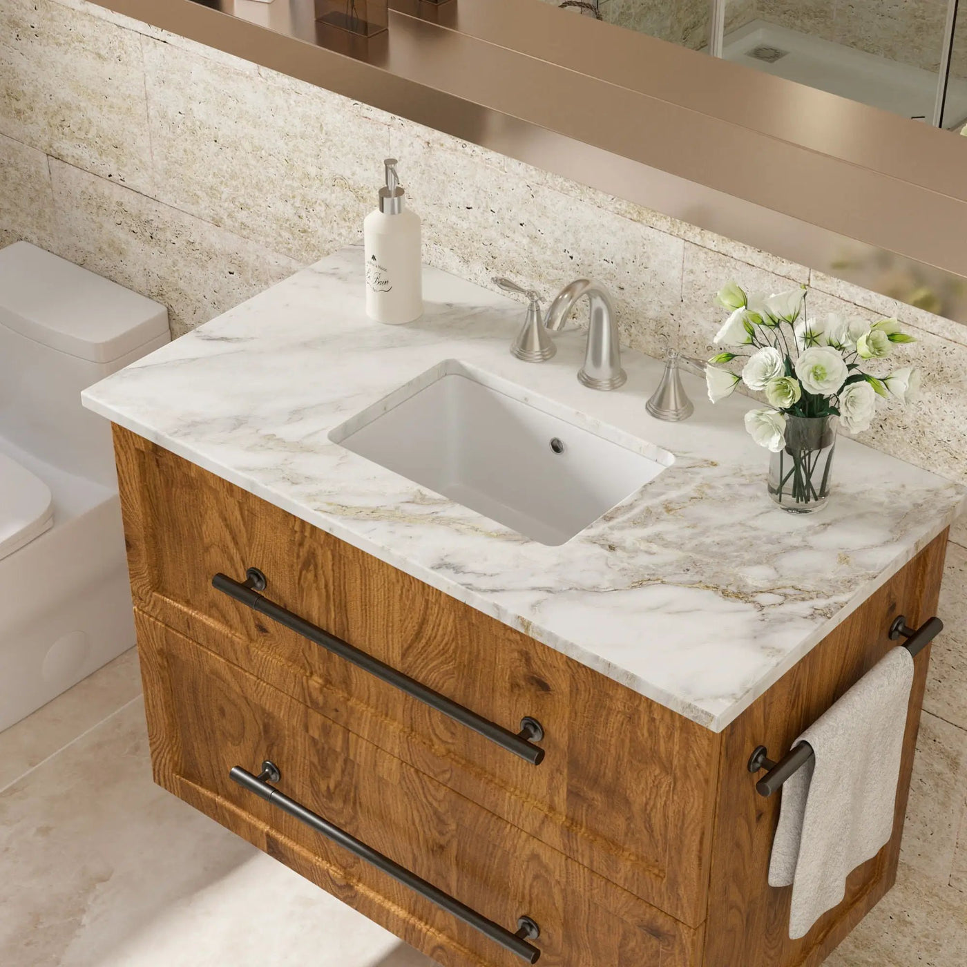 Modern Rectangular Undermount Bathroom Sink With Overflow Ceramic by HouseOfZazla