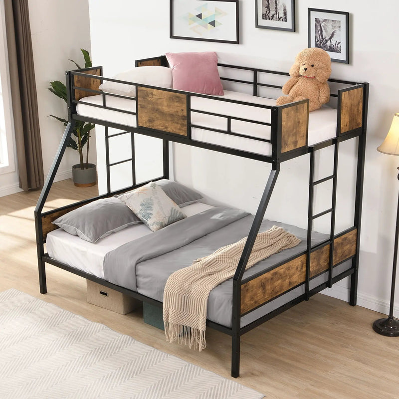 Modern Metal Bunk Bed With Side Ladders And Guardrail by Unique Piece Furniture