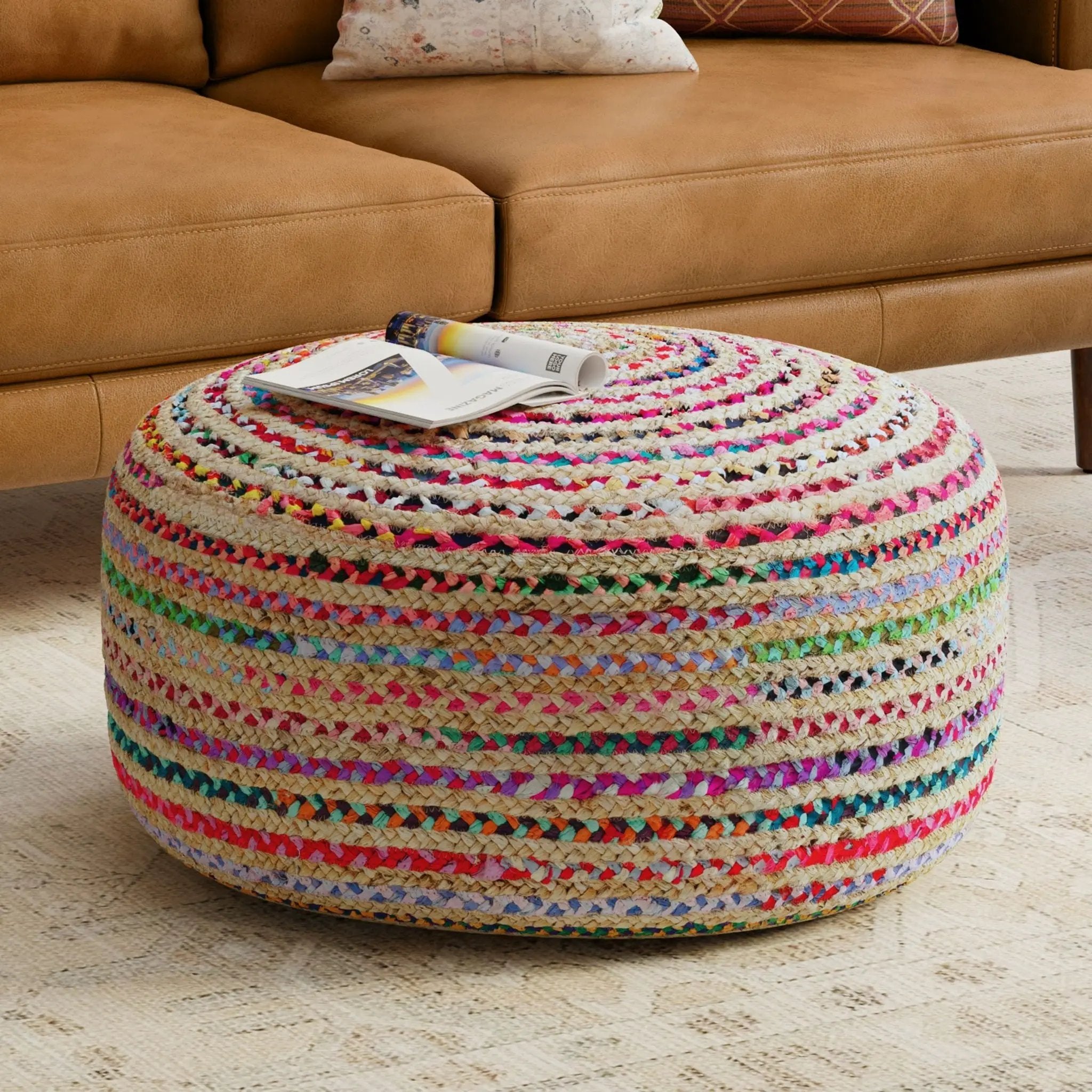 Margo - Large Round Pouf - Multicolor by HouseOfZazla