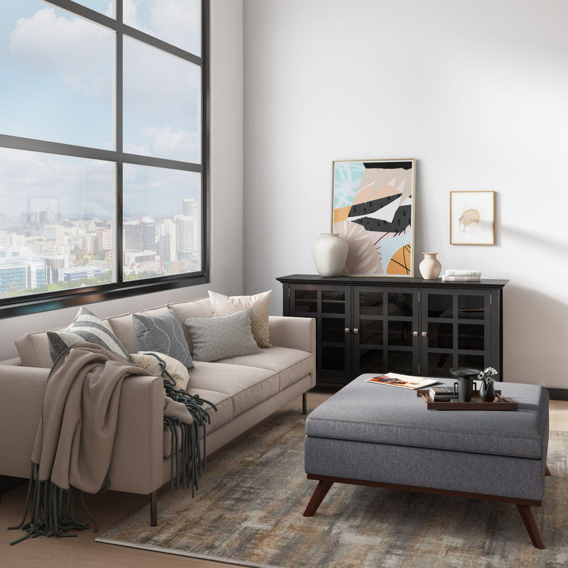 Owen - Square Coffee Table Storage Ottoman - Slate Gray by HouseOfZazla