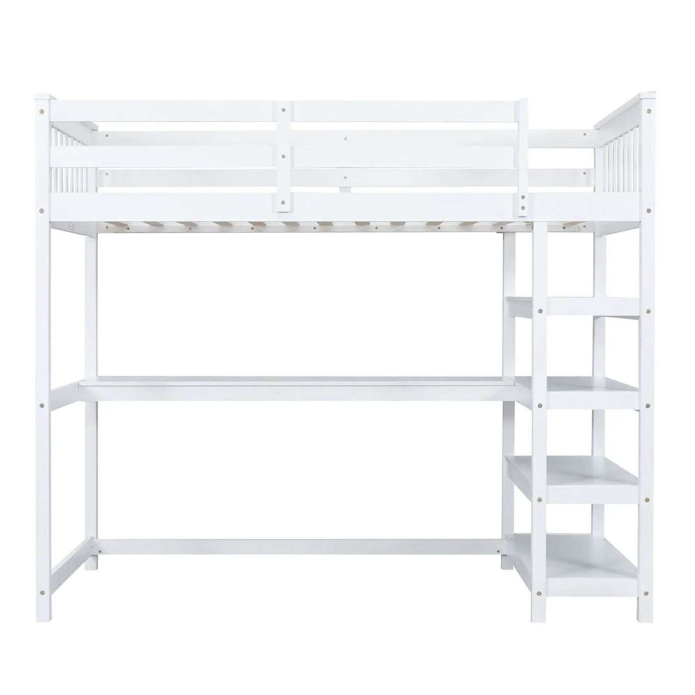 Loft Bed With Storage Shelves And Under Bed Desk by HouseOfZazla