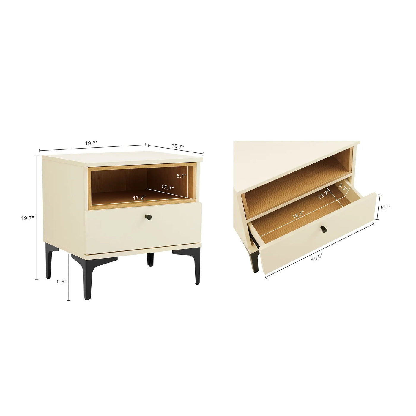 Amara - Nightstand With 1 Drawer by HouseOfZazla