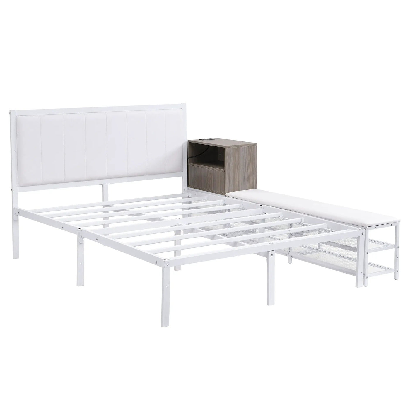Platform Bed With 2 Tier Storage Shelves, Storage Cabinet by HouseOfZazla