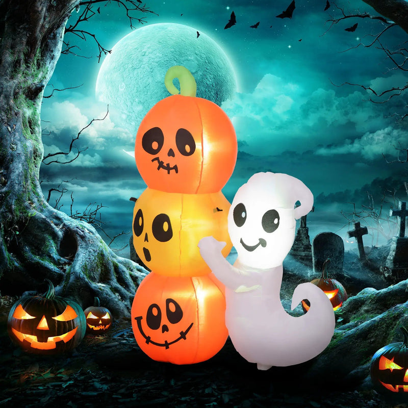 5-Foot Illuminated Halloween Ghost and Pumpkin Inflatable by HouseOfZazla