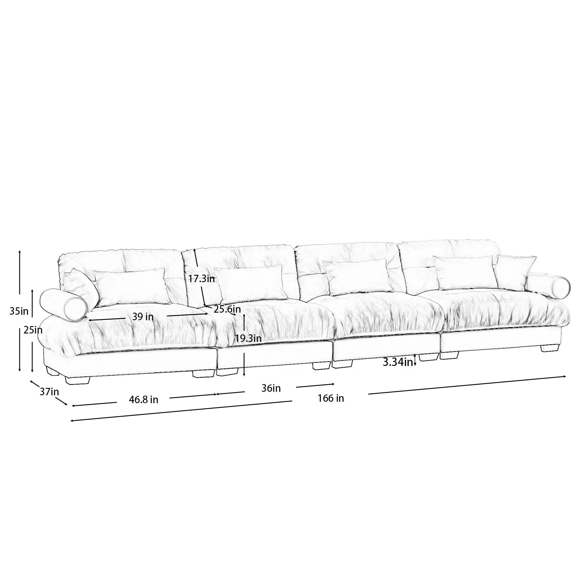 Super Comfort Oversized Modular Sectional Sofa, Deep Seat Convertible L Shaped Couch by HouseOfZazla