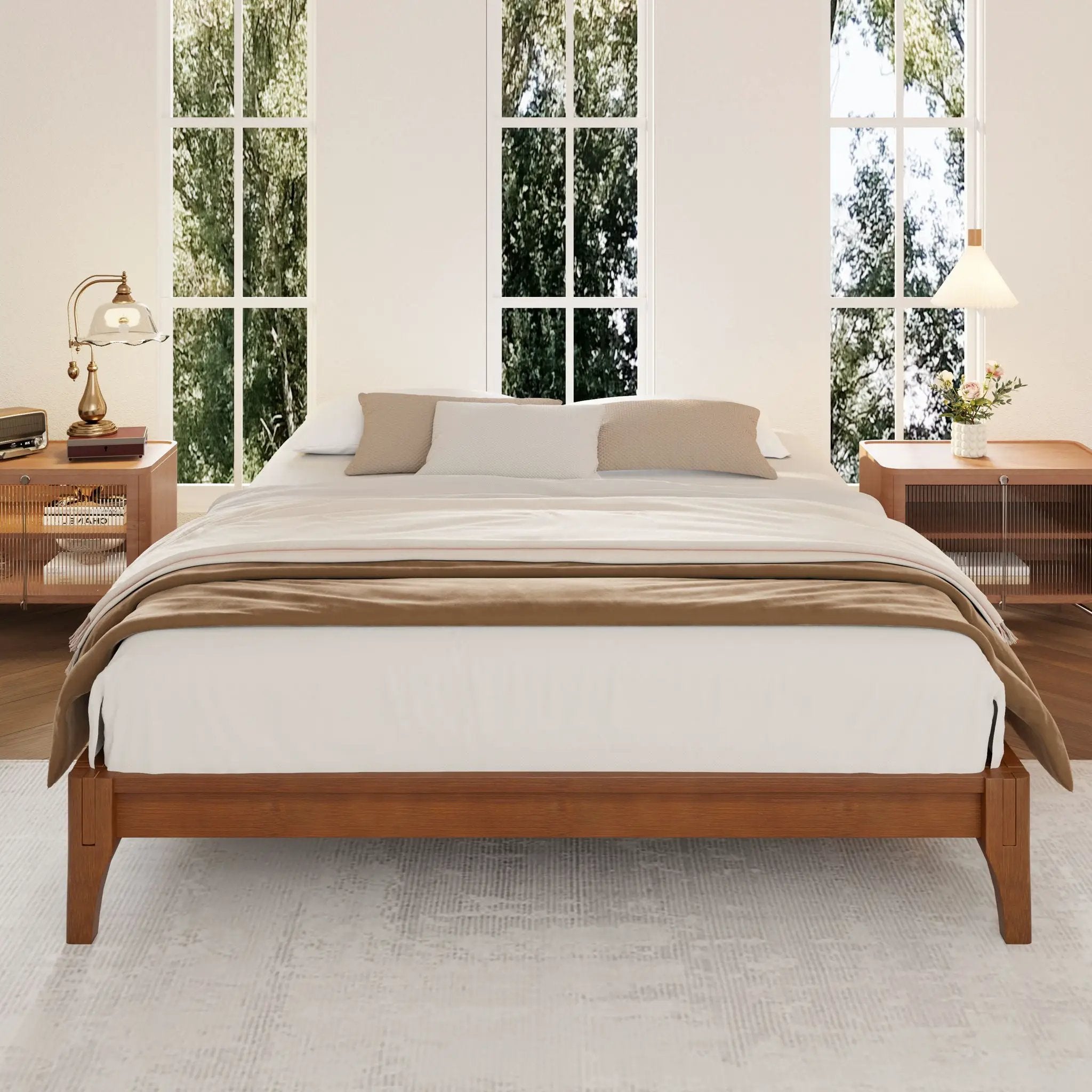 Solid Dry Bamboo Platform Bed Frame, With Slat Support by Unique Piece Furniture