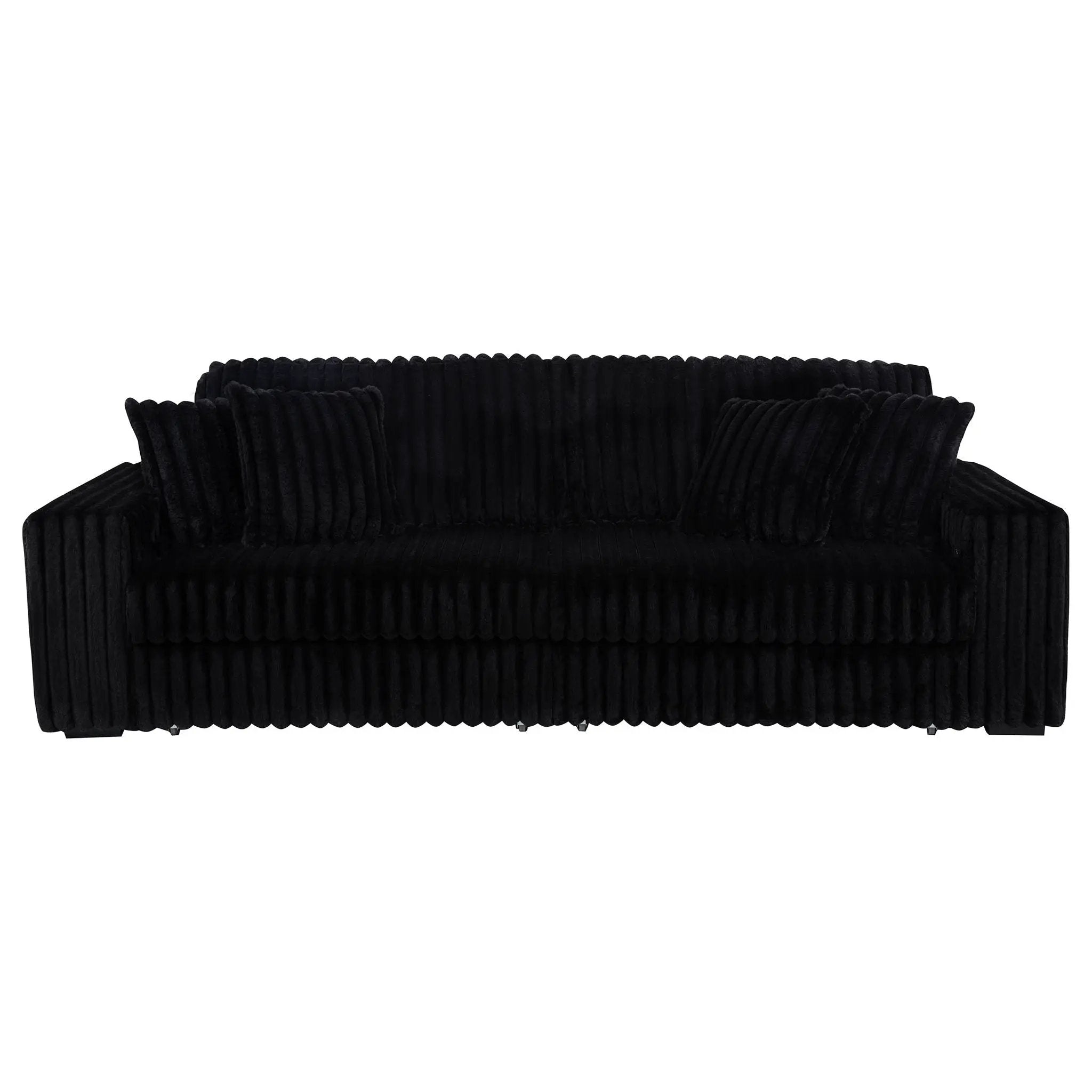 Jacana Corduroy Upholstered Dual Power Chaise Sofa Black by Unique Piece Furniture