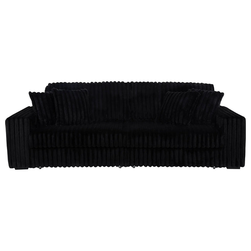 Jacana Corduroy Upholstered Dual Power Chaise Sofa Black by Unique Piece Furniture