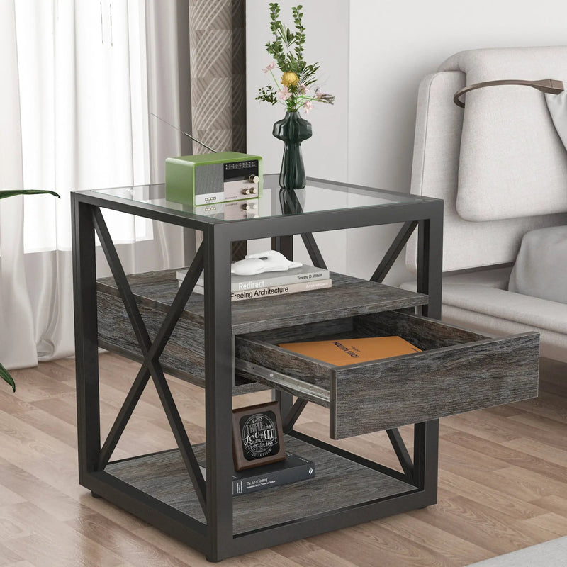 Set of 2 Modern End Tables with Drawer - Nightstands by HouseOfZazla