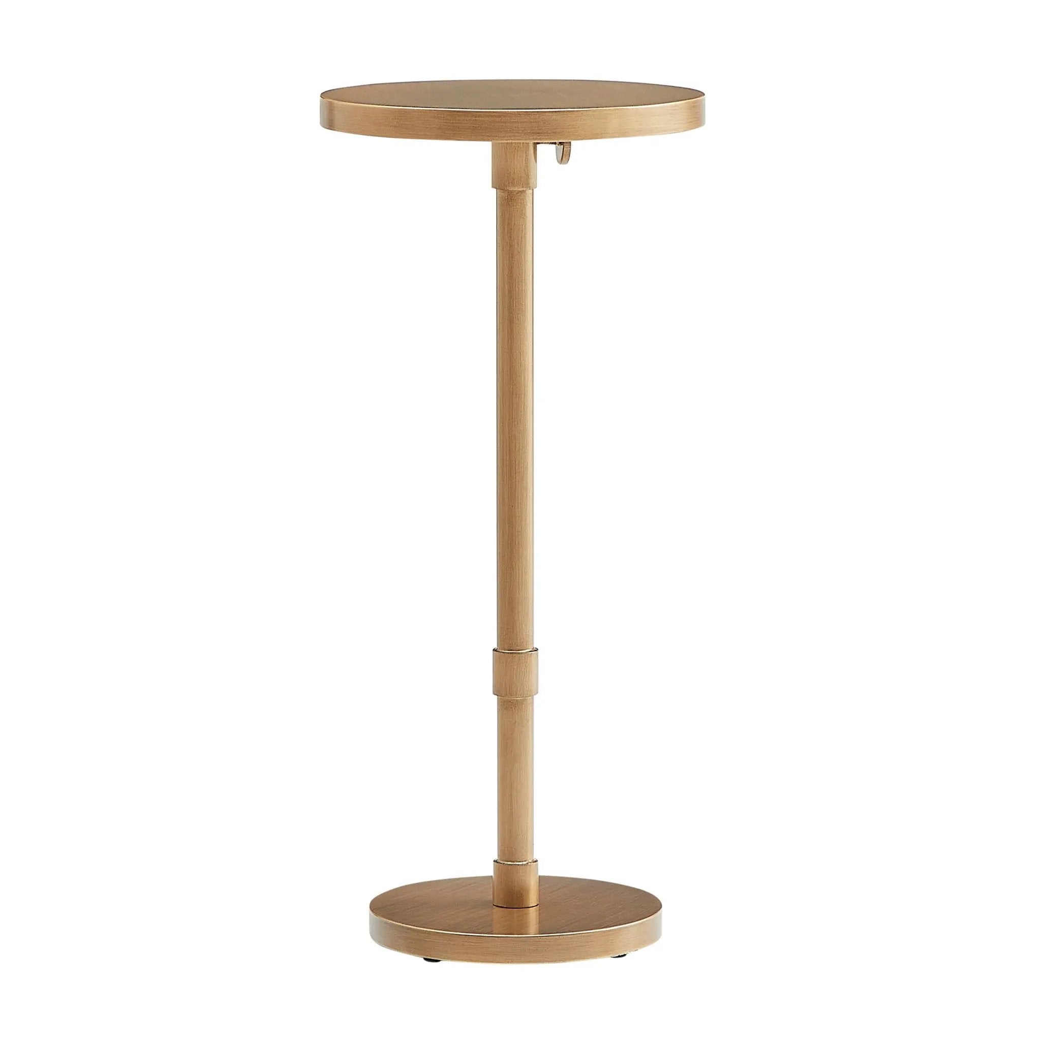 Morven - Adjustable Height Accent Table With Round Top - Antique Brass by HouseOfZazla