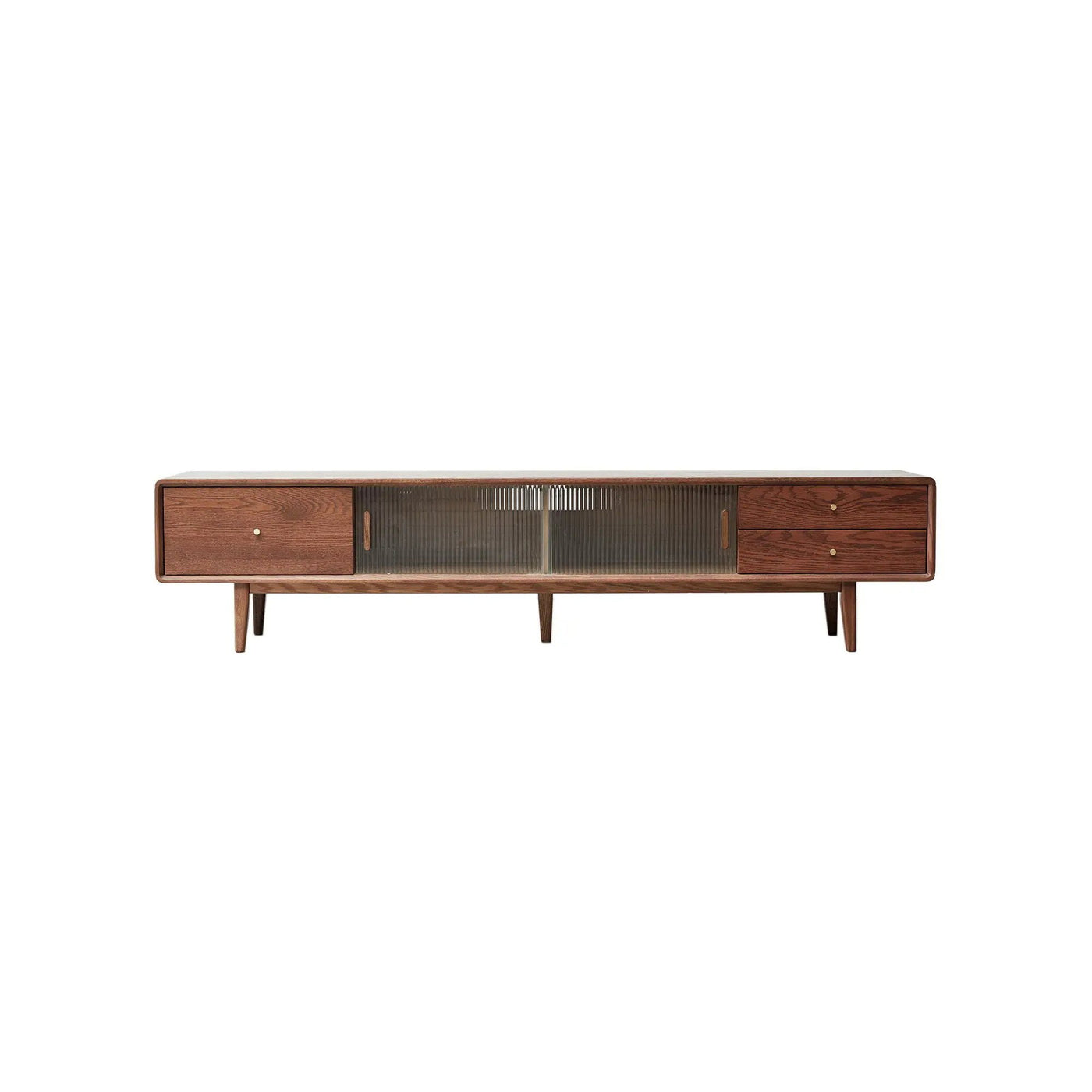 TV Cabinet With Chinese Changhong Glass Doors, Two Drawer Storage Space TV Standing by Unique Piece Furniture