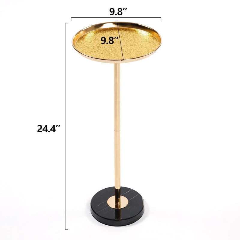 Adjustable Pedestal Side Table For Living Room - Gold / Black by Unique Piece Furniture
