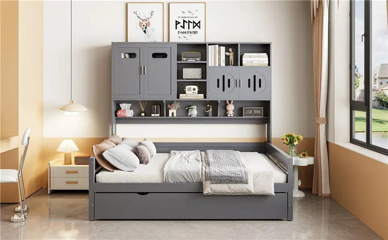 Daybed With All-In-One Cabinet And Shelf by HouseOfZazla