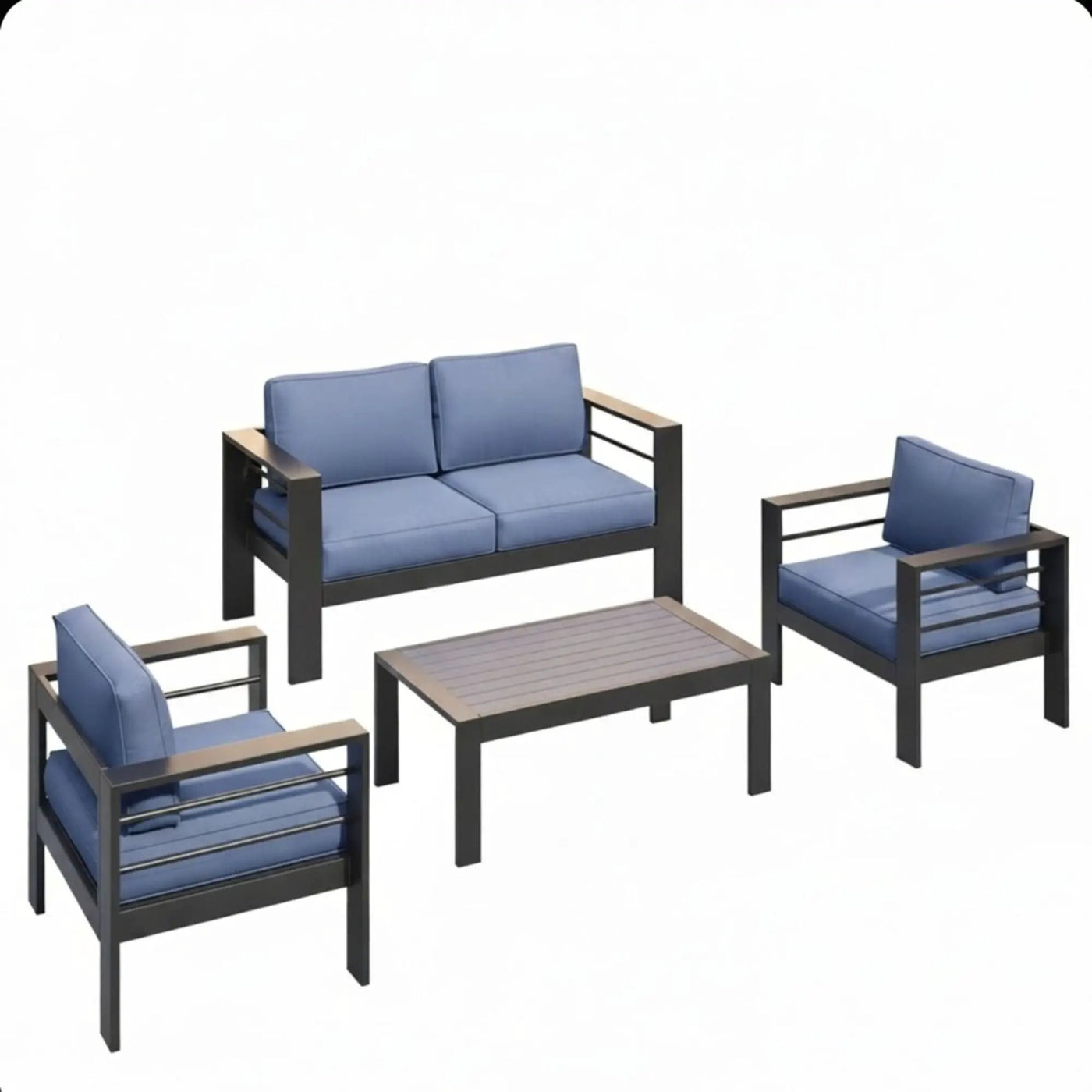 Outdoor Patio Set, All-Weather With Thick Cushions by HouseOfZazla