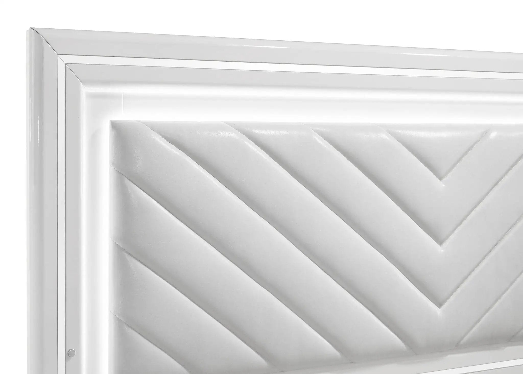 Cassia Queen LED Panel Bed White High Gloss by Unique Piece Furniture