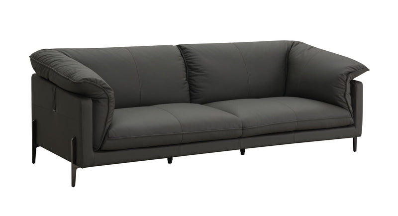 Top Grain Leather Loveseat with Memory Foam Cushions - Black