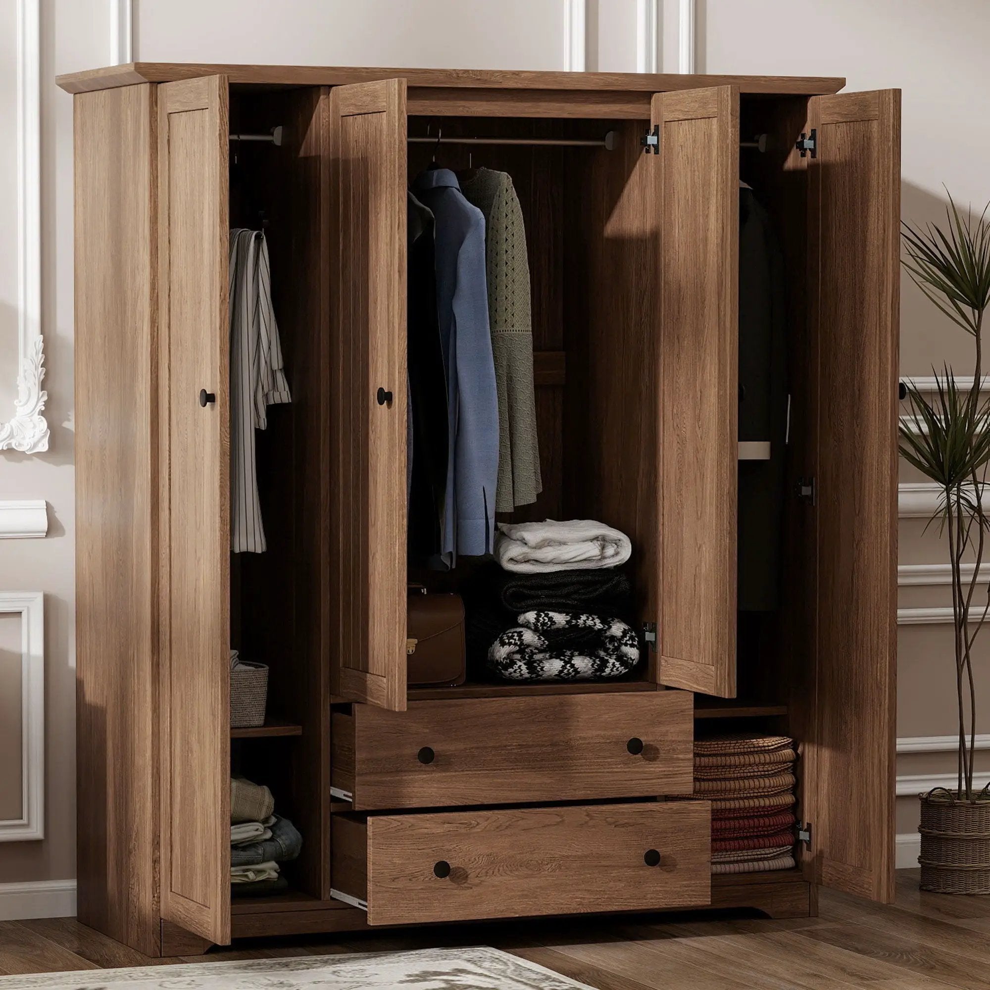 4 Door Wardrobe Armoire With 2 Drawers by HouseOfZazla