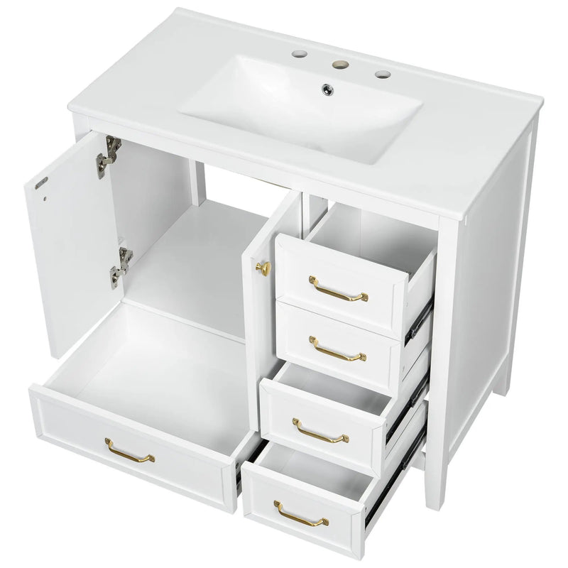 Elegant Vintage Bathroom Vanity With Sink and Soft Closing Drawers by HouseOfZazla