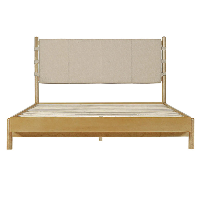 Premium Rubber Wood Platform Bed Frame, Queen Size with Headboard by HouseOfZazla