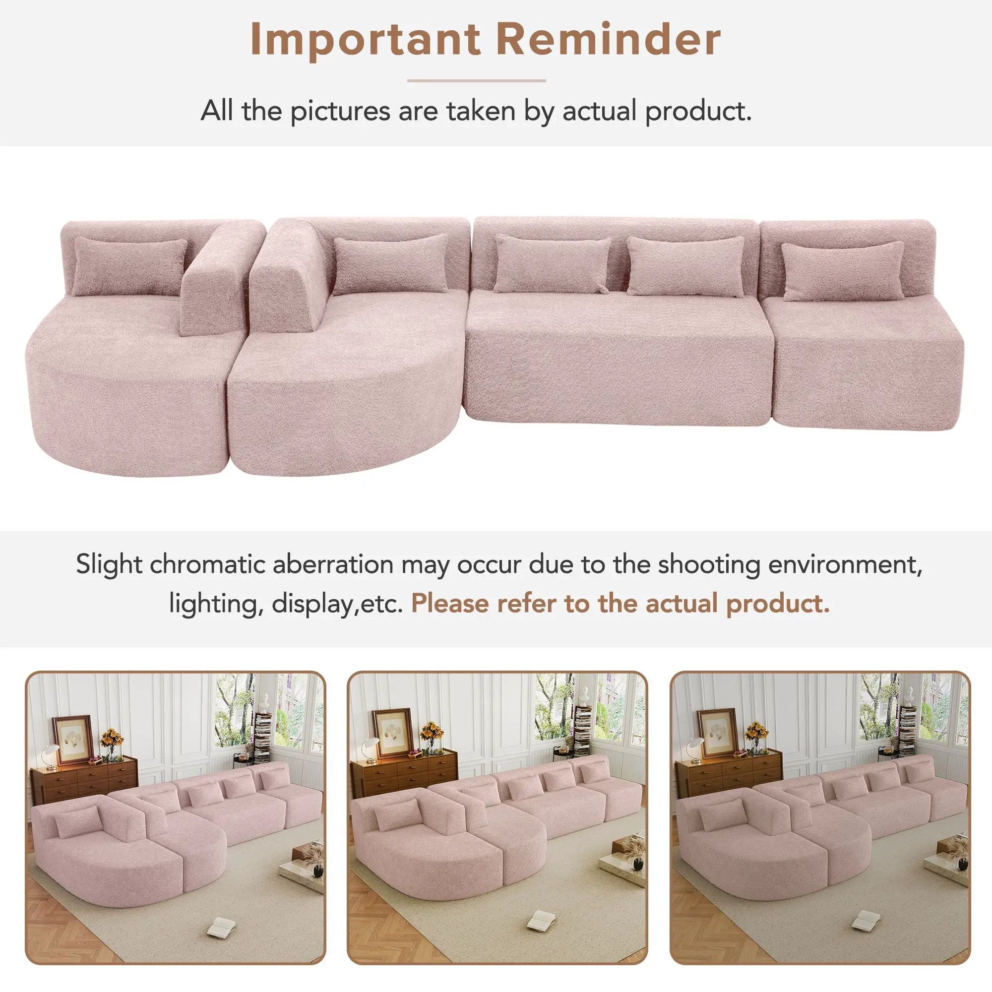 Upholstered Sofa Free Combined Sofa Couch With 2 Chaise Lounge And Five Back Pillows For Living Room by HouseOfZazla