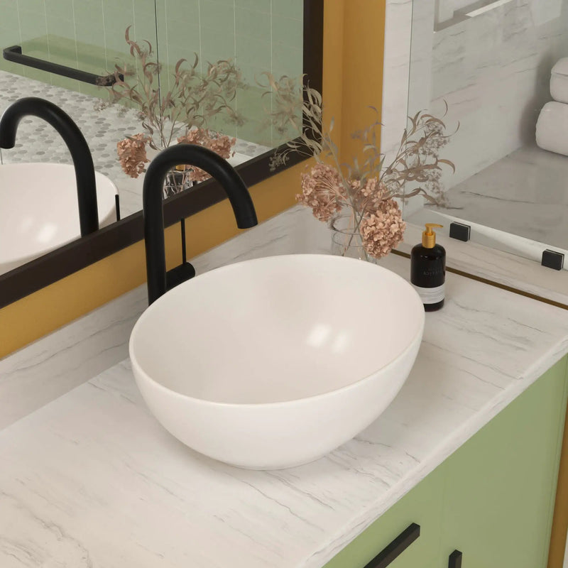 Oval Vessel Bathroom Sink - White by HouseOfZazla