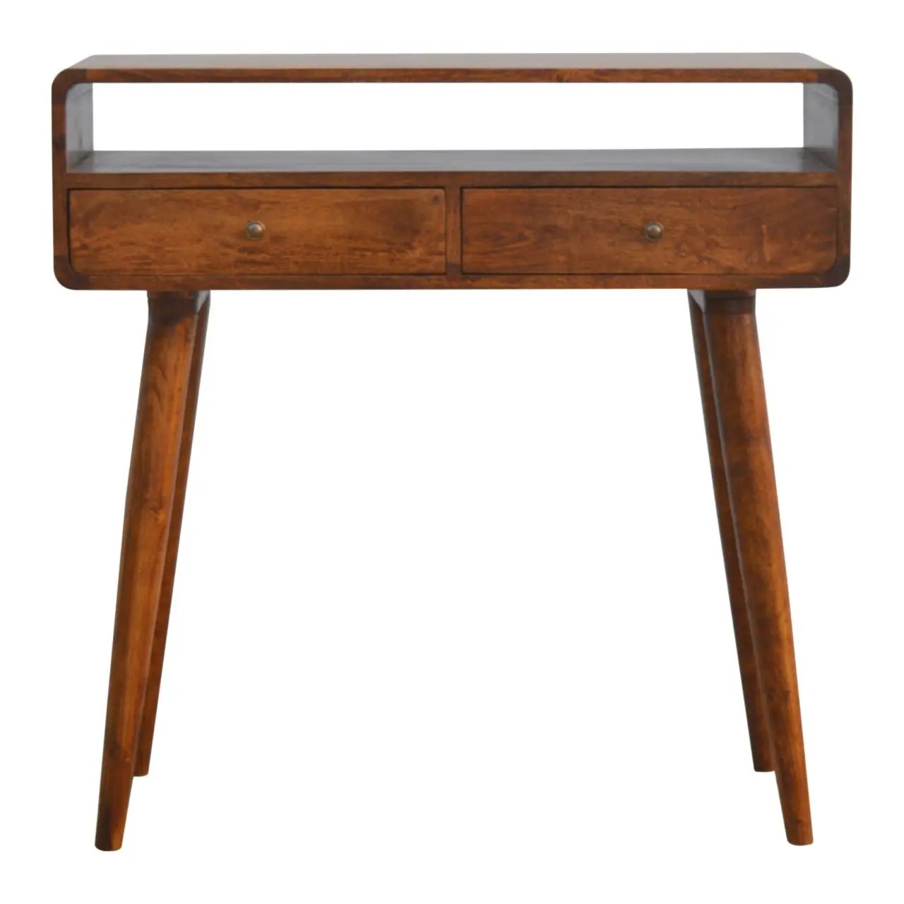 Curved Chestnut Console Table by Unique Piece Furniture