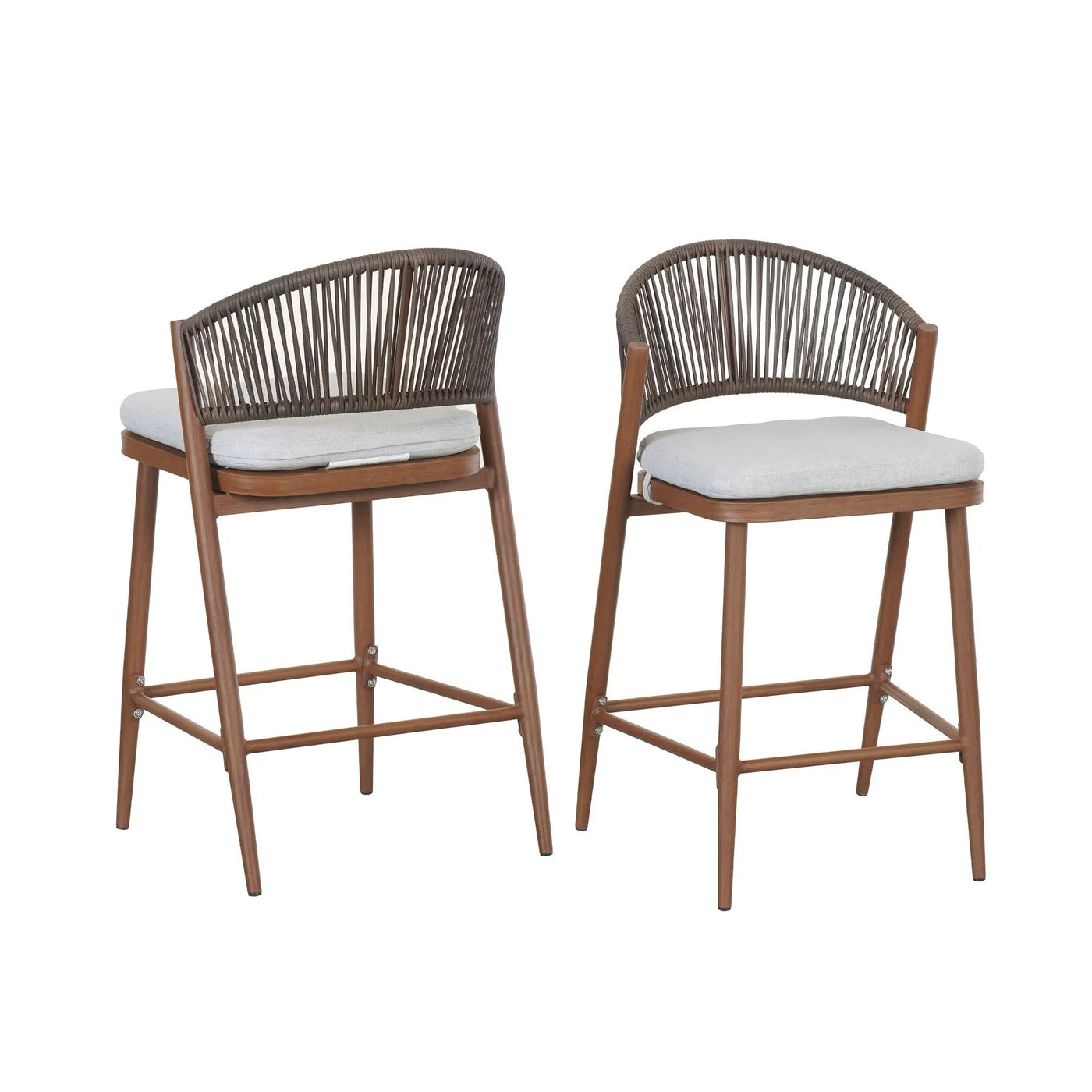 Outdoor 26" Counter Height Metal Frame Counter Stools With Scallop Shaped Backrest & Water Resistant Cushions by HouseOfZazla