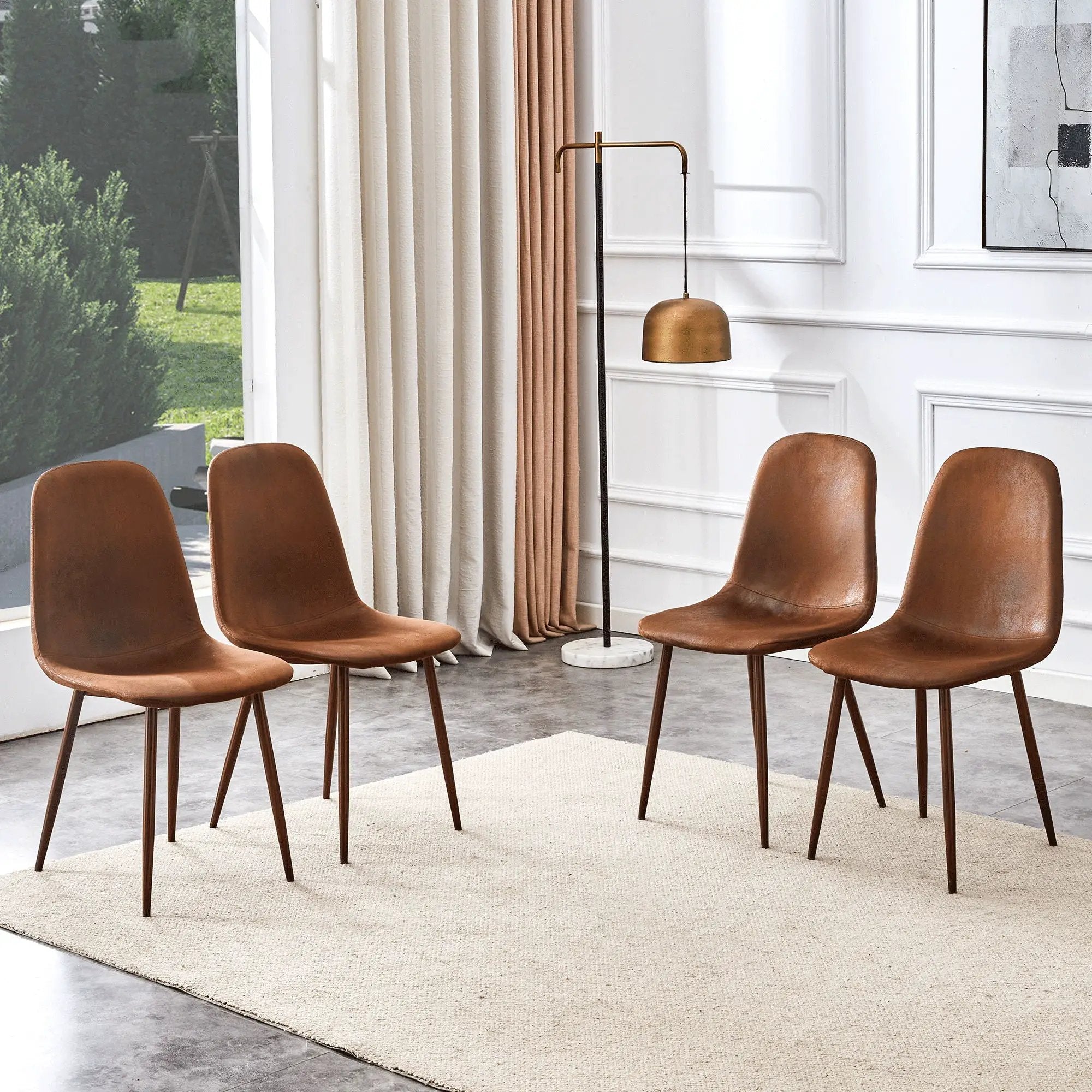 (Set of 4) Backrest AndTransfer Legs Chairs Adding A Touch Of Elegance To Minimalist And Scandinavian Style Homes - Walnut by Unique Piece Furniture