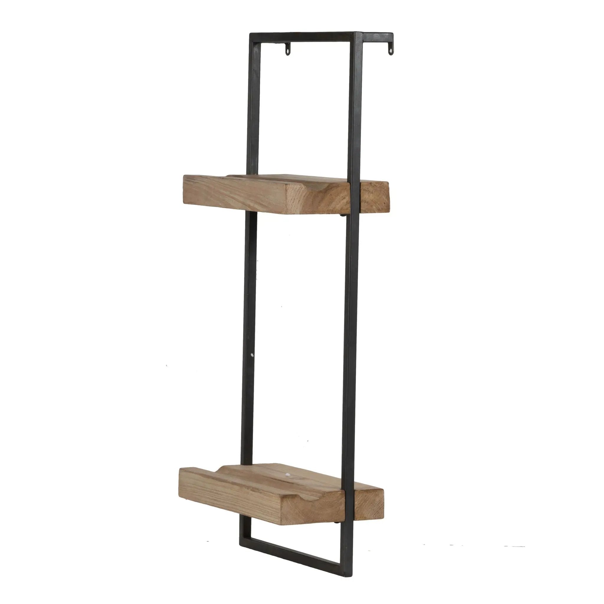 Wall Shelf With Two Shelves - Black Brown by HouseOfZazla