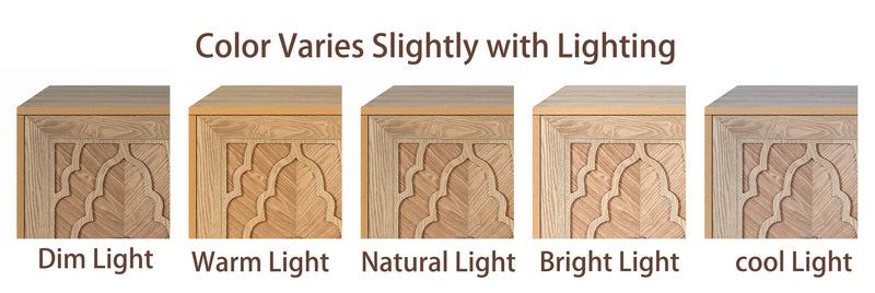 Carved Flower Door Large Storage Cabinet With Metal Handle Suitable For Living Room, Kitchen, Entryway(NATURAL WOOD), photo 4 of 10