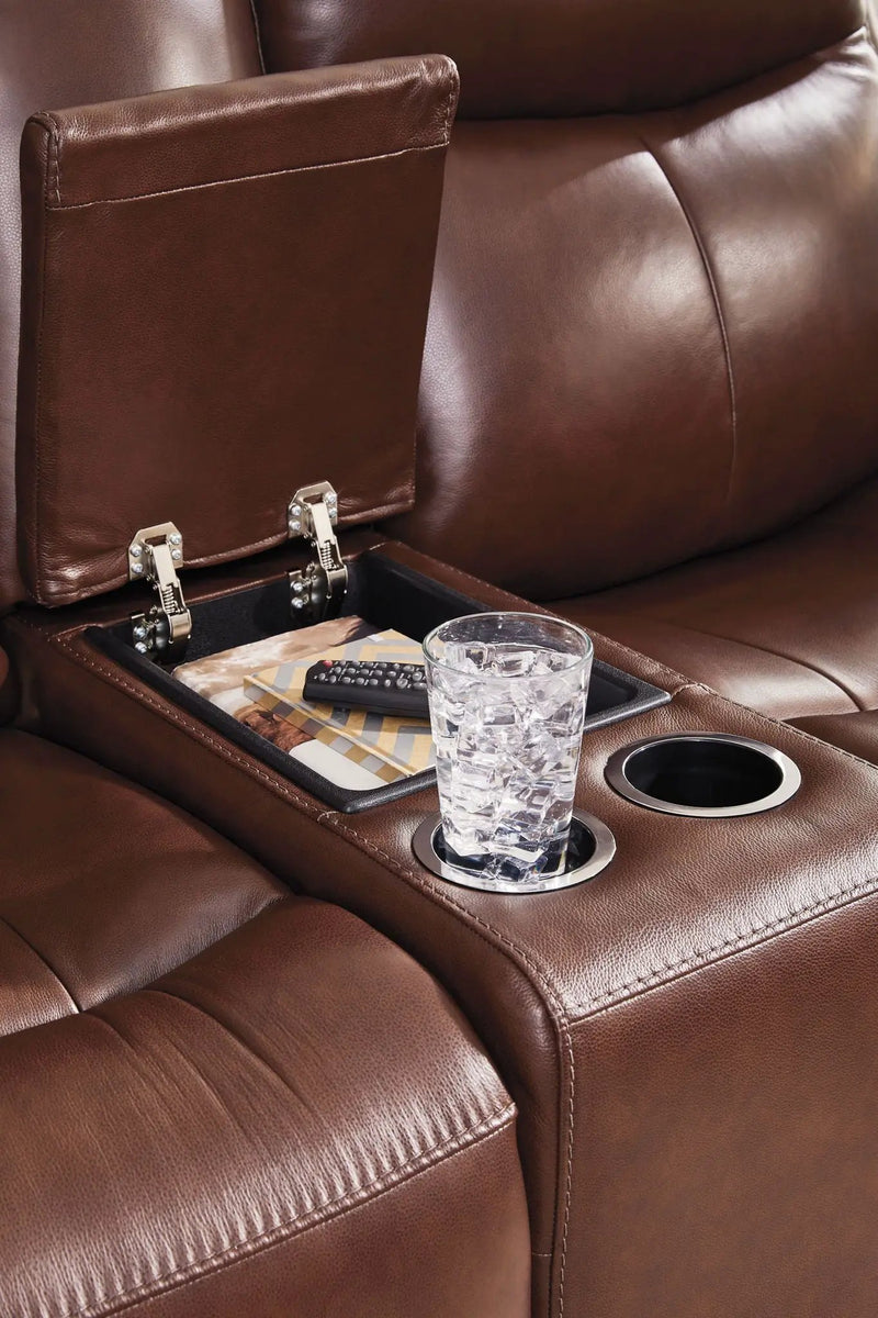 Bexhurst - Power Reclining Loveseat With Console / Adjustable Headrest by Unique Piece Furniture