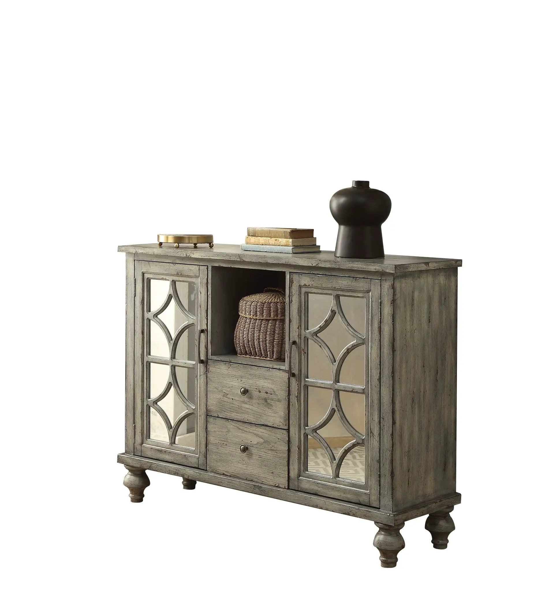 Velika Weathered Console Table With 1 Open Compartment Storage - Gray by HouseOfZazla