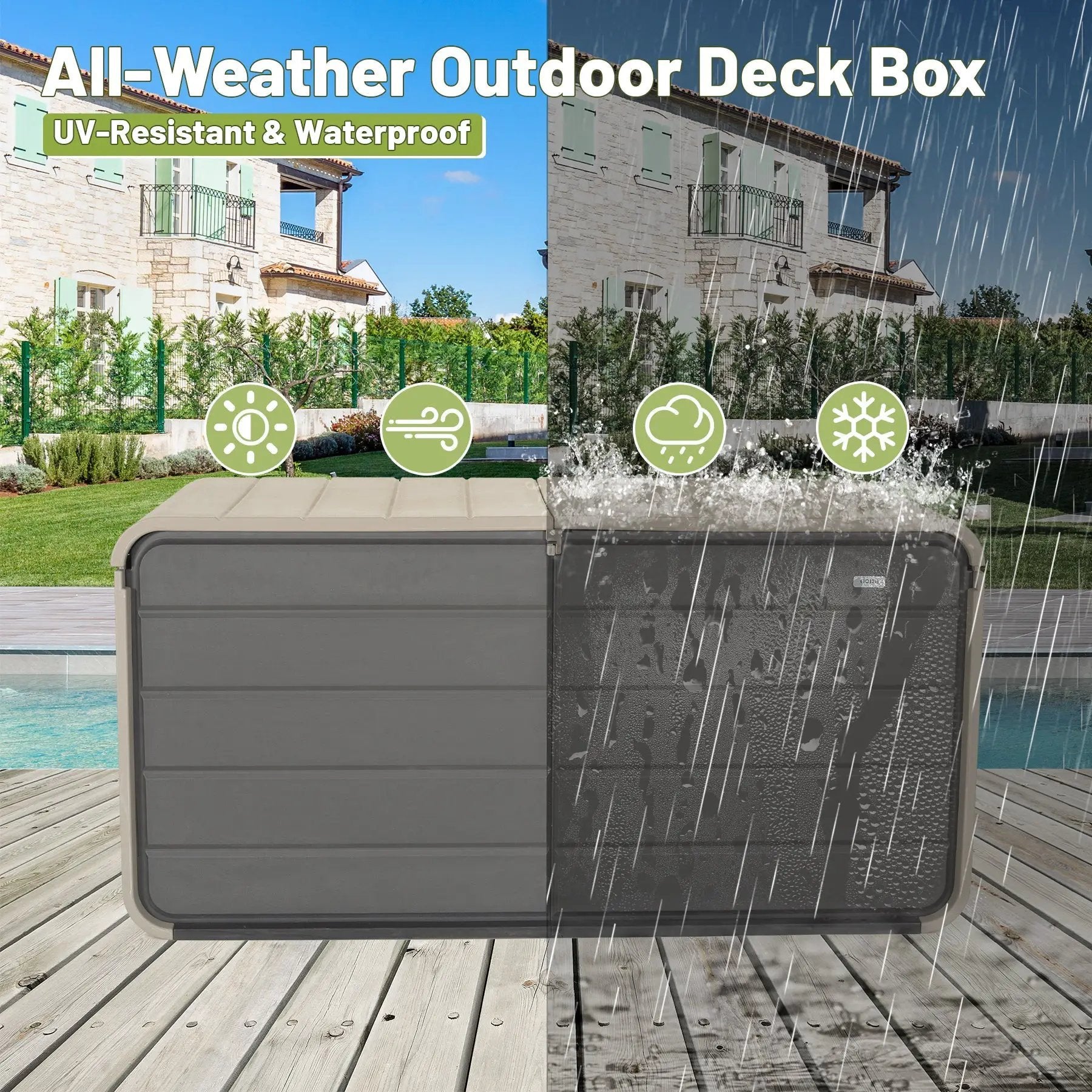 260 Gallon Plastic Deck Box with Lock and Wheels by HouseOfZazla