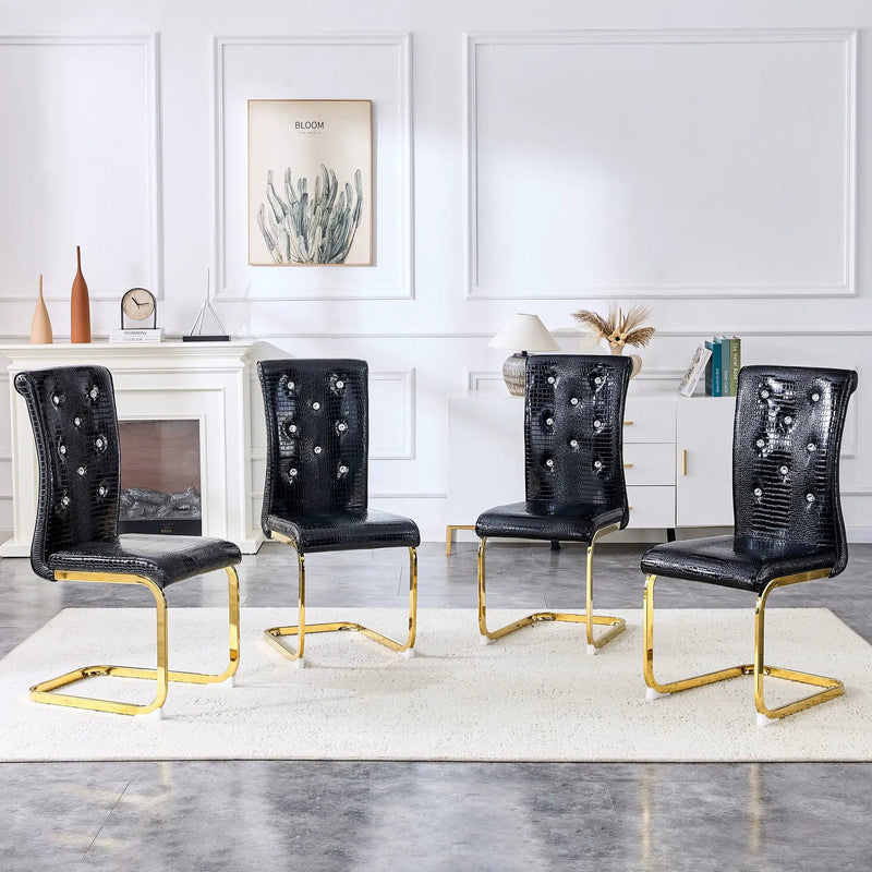 Elegant Design Alligator Skin Upholstered Dining Chairs by Unique Piece Furniture