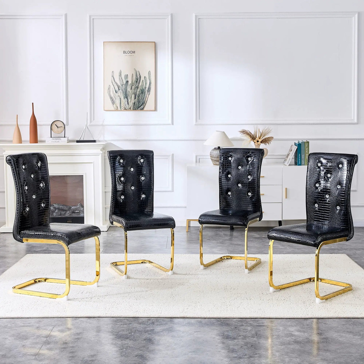 Elegant Design Alligator Skin Upholstered Dining Chairs by HouseOfZazla