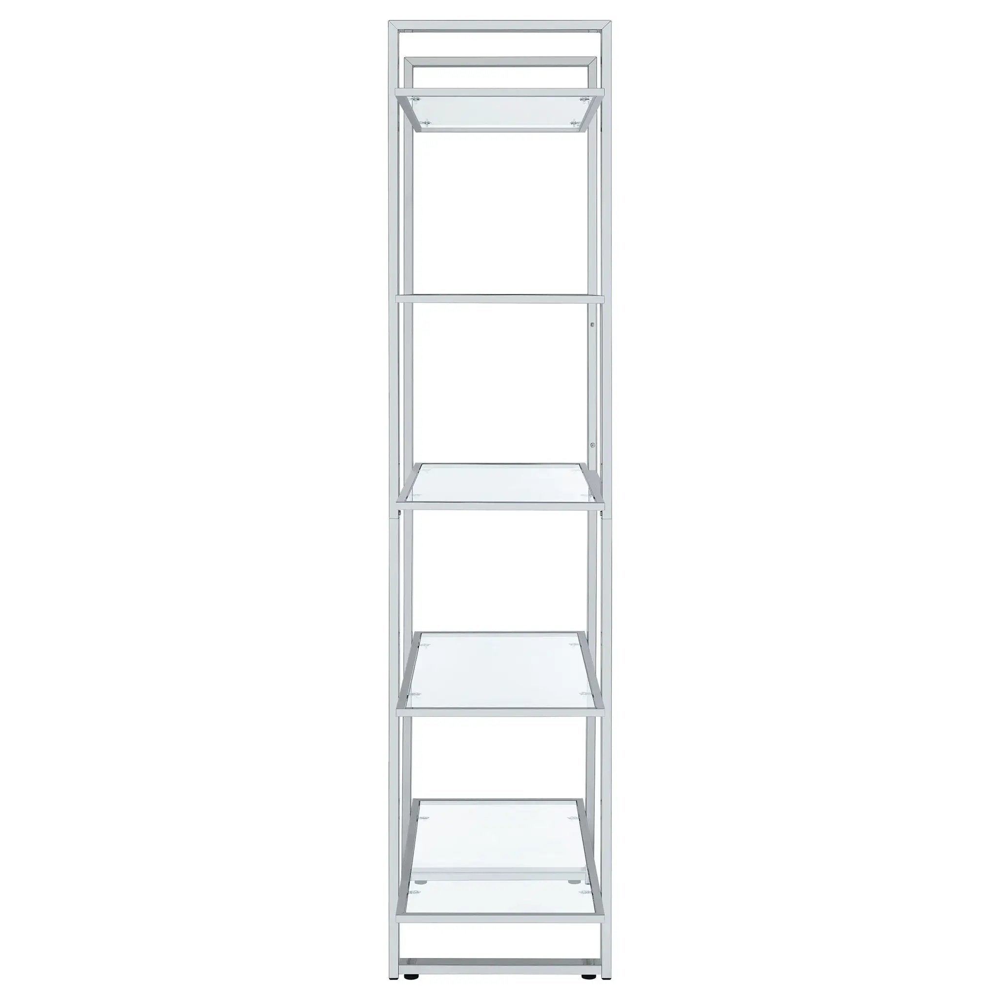 Hartford 79-inch 5-shelf Glass Bookshelf Chrome by Unique Piece Furniture