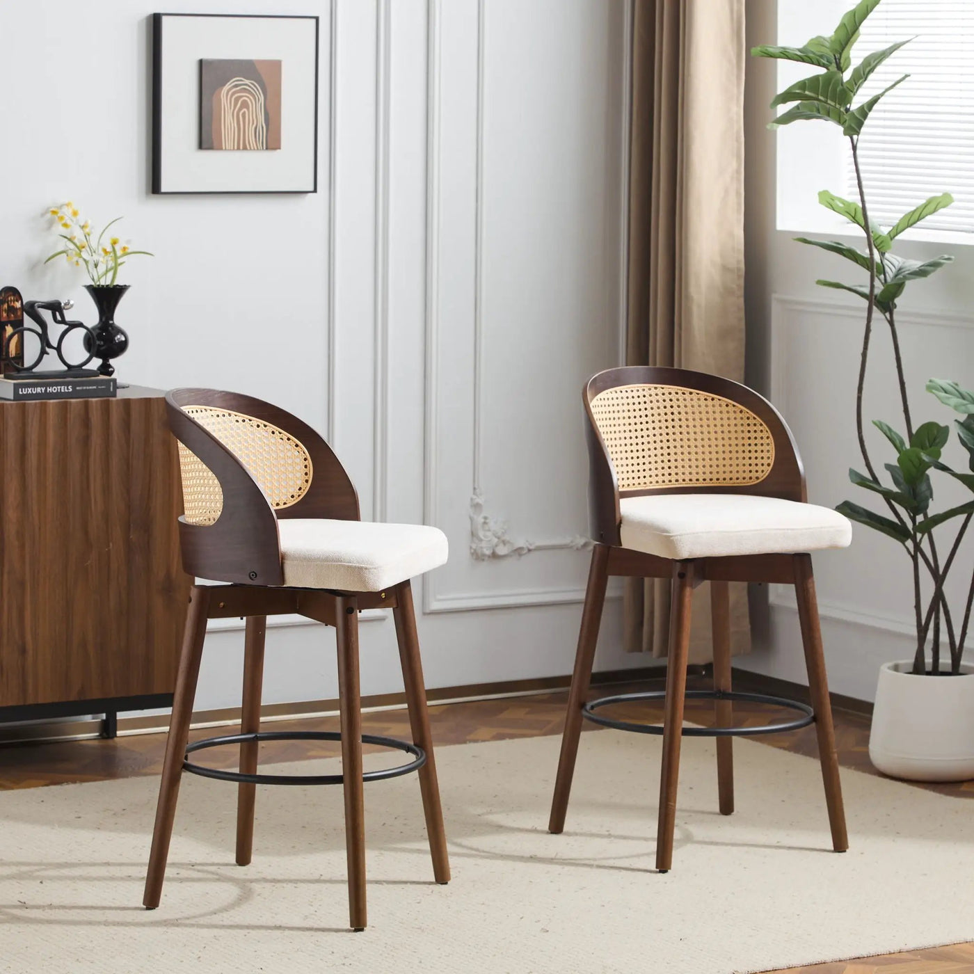 Como Indoor Wood Barstool Set of 2 by HouseOfZazla