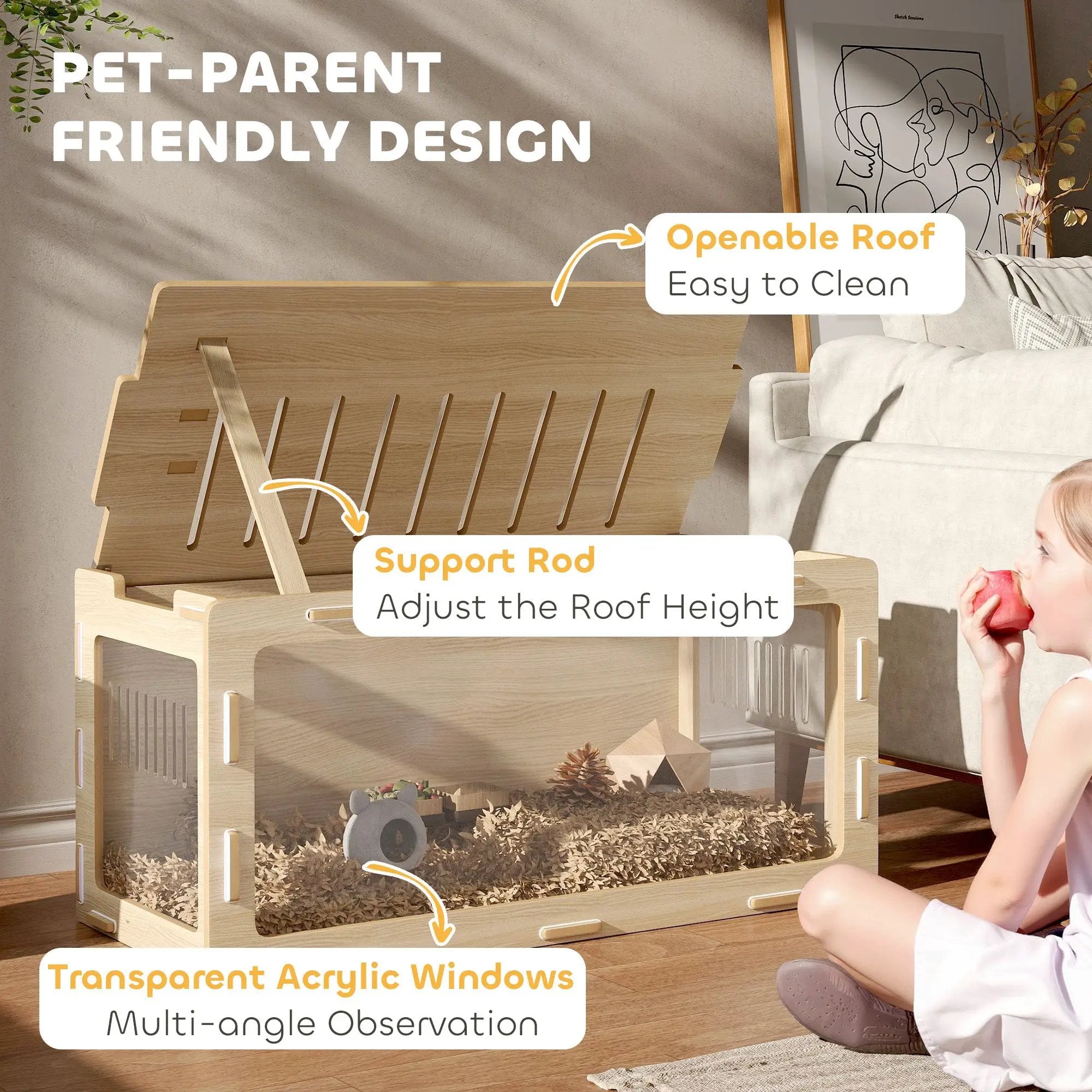 Hamster Cage with Easy View, Air Vents & Openable Roof by HouseOfZazla