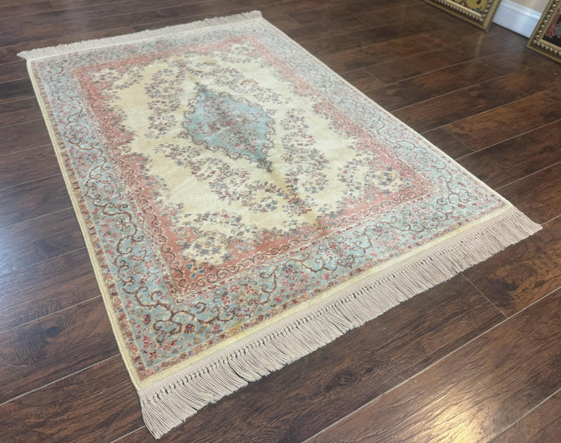Karastan Rug 4x6, Pastel Ivory Kirman Rug #784, Wool Karastan Carpet, Original 700 Series, Vintage Karastan Area Rug, Discontinued by Jewel Rugs