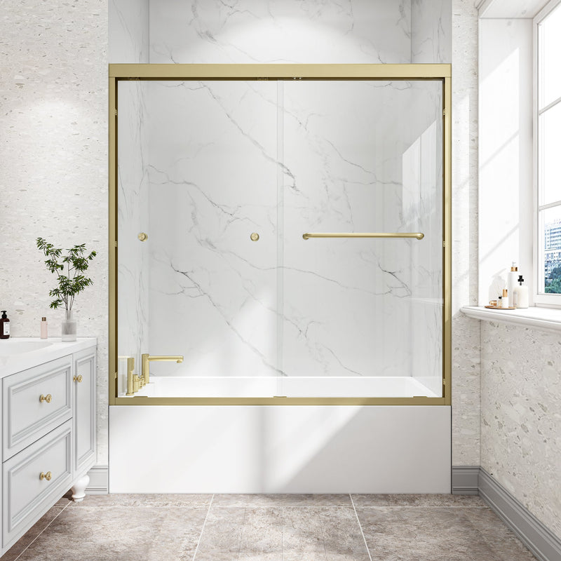 55"-60" W x 60" H Brushed Shower Door by HouseOfZazla