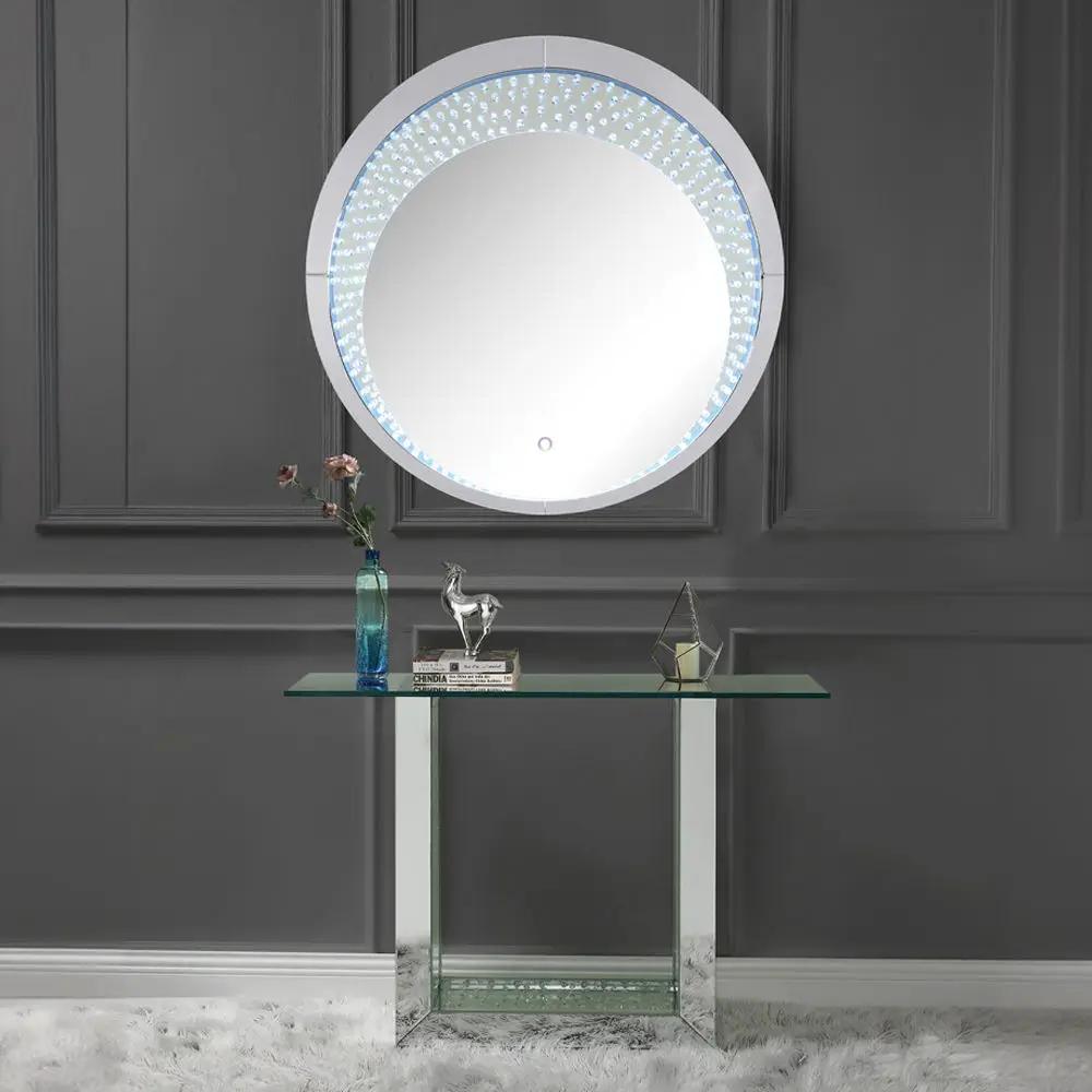 Nysa - 39" Accent Mirror With LED - Mirrored & Faux Crystals by Unique Piece Furniture