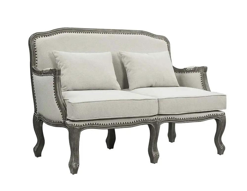 Tania - Loveseat With 2 Pillows - Cream Linen & Gray by Unique Piece Furniture