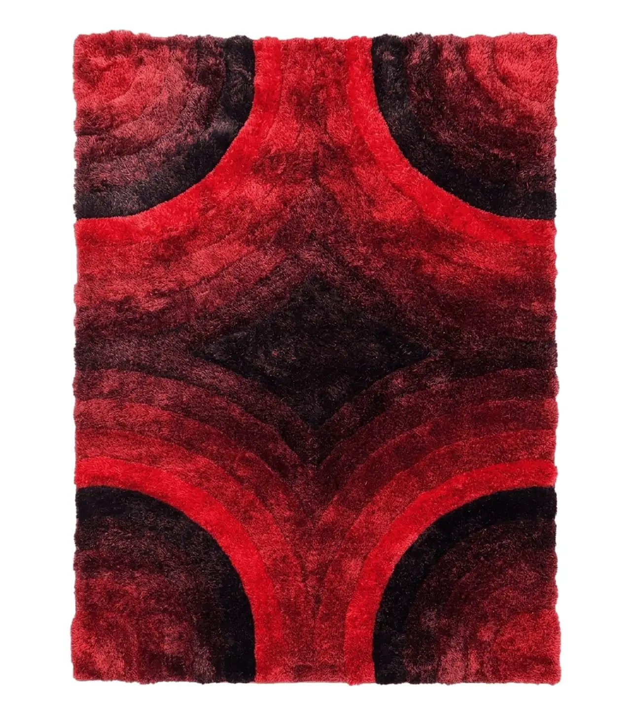 Red and Black Shag Rug 5x7, Pair A by Jewel Rugs