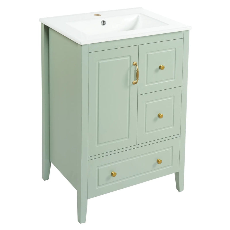 Retro Bathroom Vanity With Sink, Soft Closing Cabinet & Drawers by HouseOfZazla