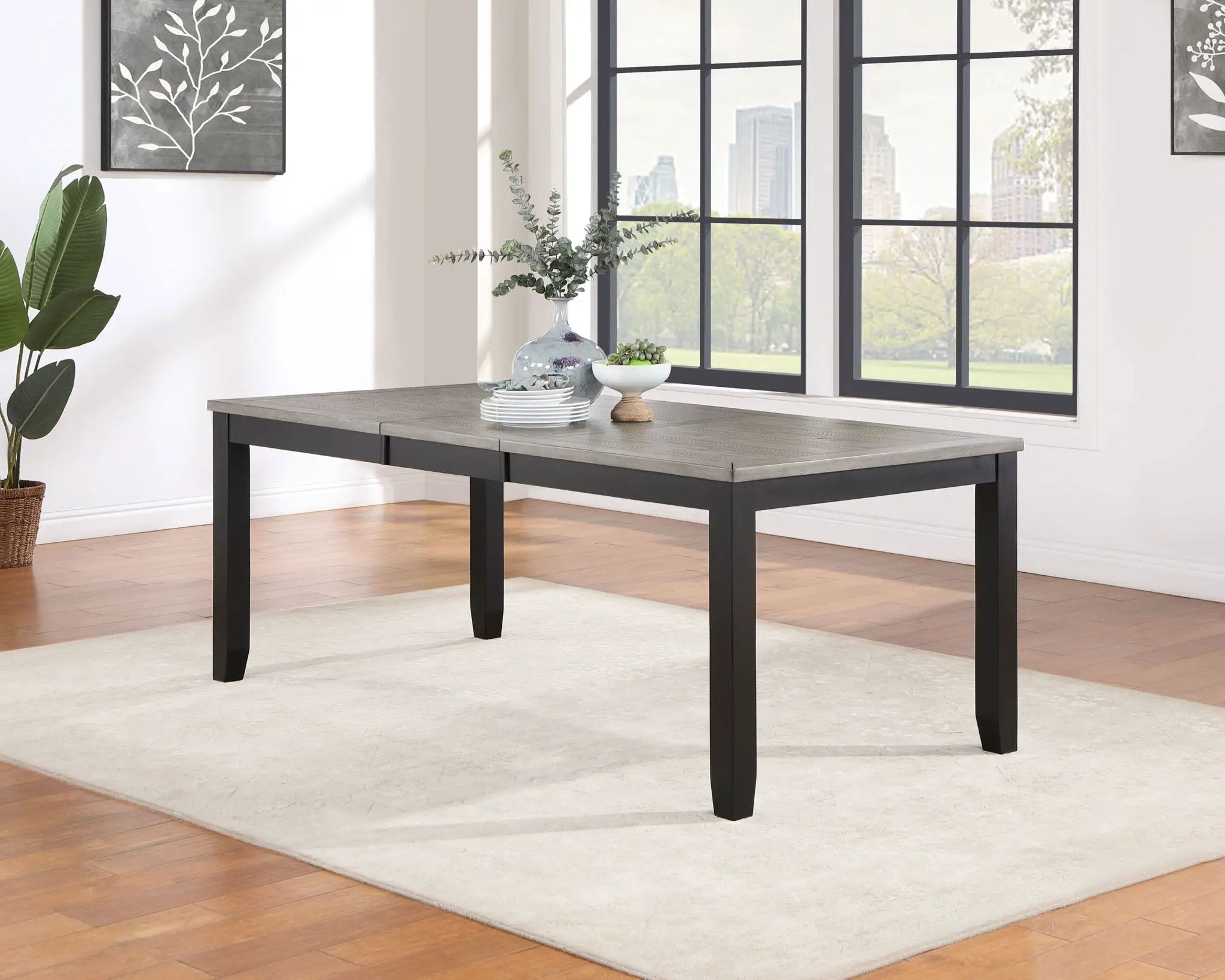 Elodie Rectangular 78-inch Extension Leaf Dining Table Black by Unique Piece Furniture
