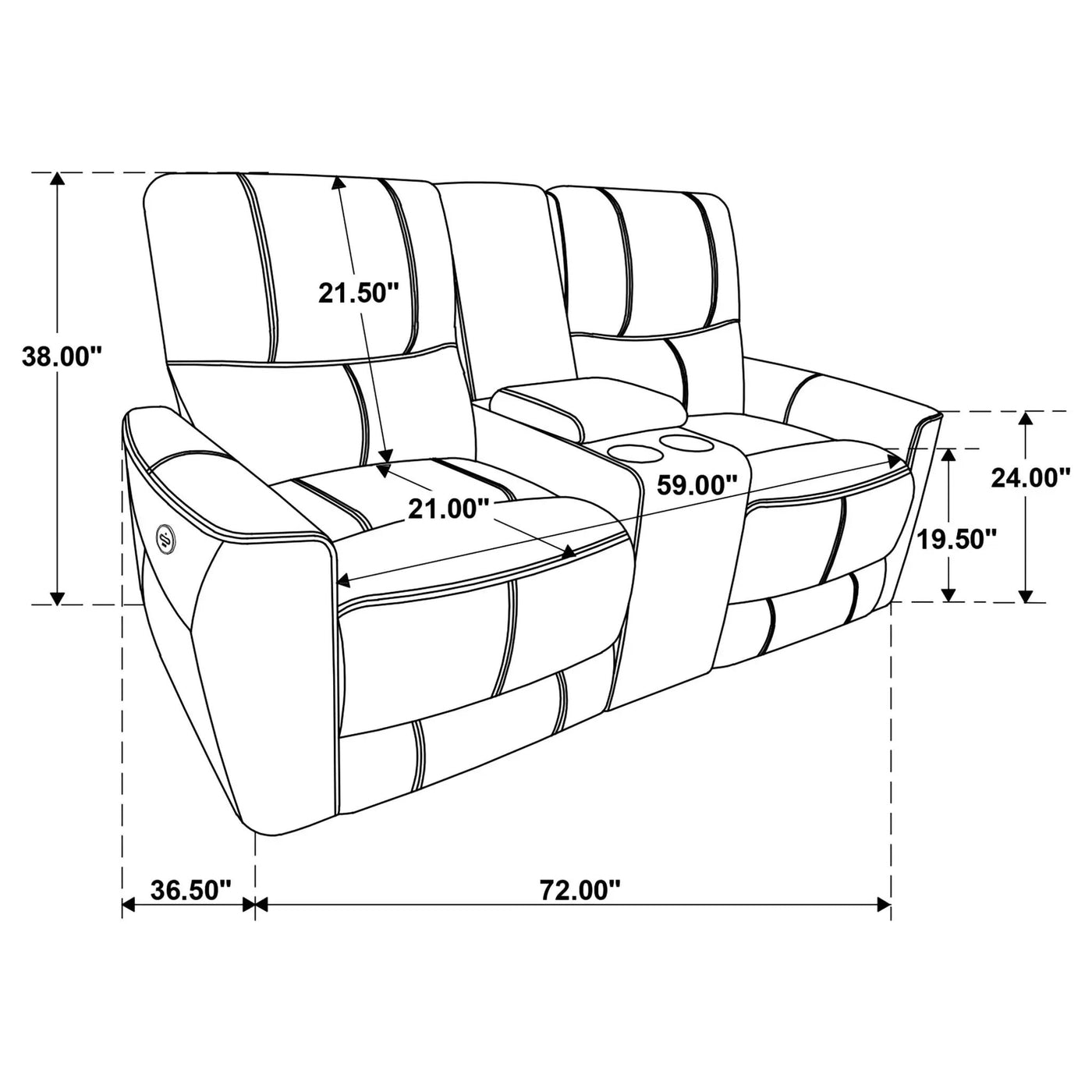 Denson - Power Reclining Loveseat With Console And USB Port by HouseOfZazla