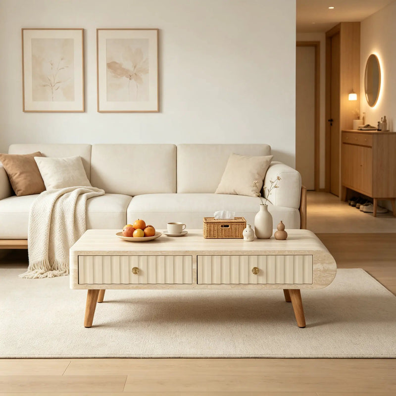 Coffee Table with Veneered Faux Marble Tabletop by HouseOfZazla