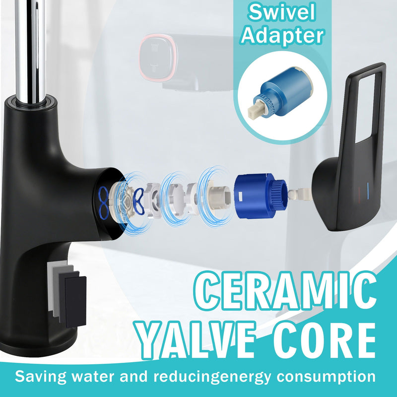 Pull Down Vessel Faucet With Lift Spout & Dual Spray Modes by HouseOfZazla
